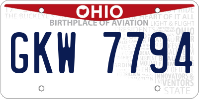 OH license plate GKW7794
