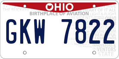 OH license plate GKW7822
