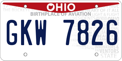 OH license plate GKW7826