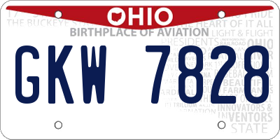 OH license plate GKW7828