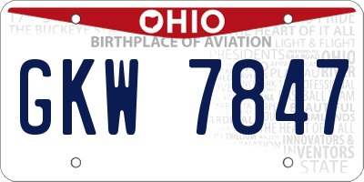 OH license plate GKW7847
