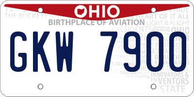 OH license plate GKW7900