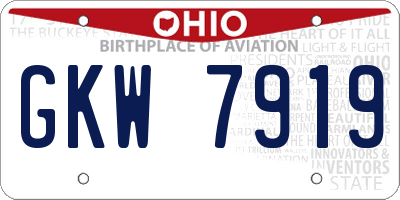 OH license plate GKW7919