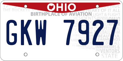 OH license plate GKW7927