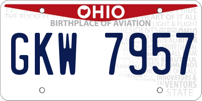 OH license plate GKW7957