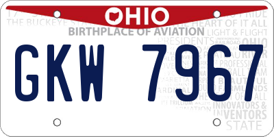 OH license plate GKW7967