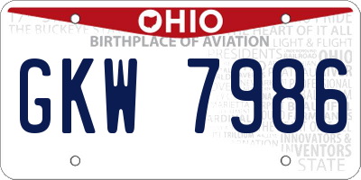 OH license plate GKW7986