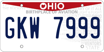 OH license plate GKW7999
