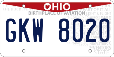 OH license plate GKW8020