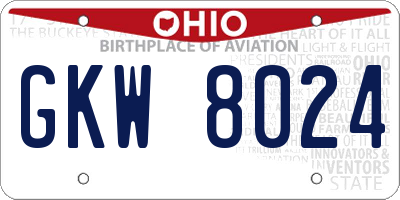 OH license plate GKW8024