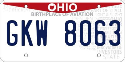 OH license plate GKW8063