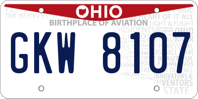 OH license plate GKW8107
