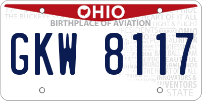 OH license plate GKW8117