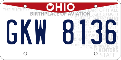 OH license plate GKW8136