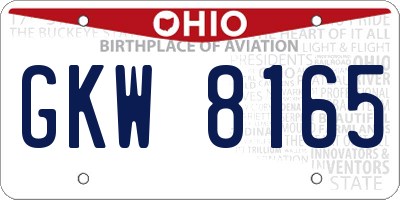 OH license plate GKW8165