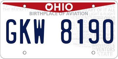 OH license plate GKW8190