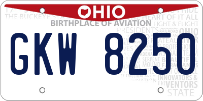 OH license plate GKW8250
