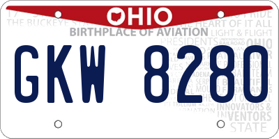 OH license plate GKW8280