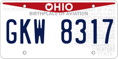 OH license plate GKW8317