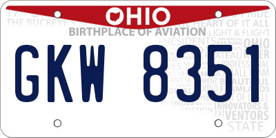OH license plate GKW8351