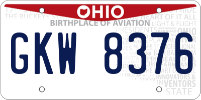OH license plate GKW8376
