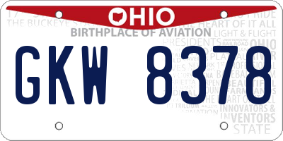 OH license plate GKW8378