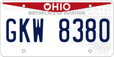 OH license plate GKW8380