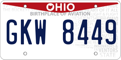 OH license plate GKW8449