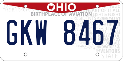 OH license plate GKW8467