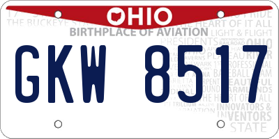 OH license plate GKW8517