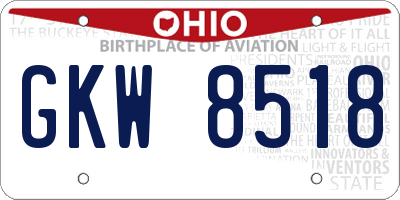 OH license plate GKW8518
