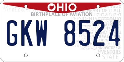 OH license plate GKW8524