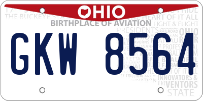 OH license plate GKW8564