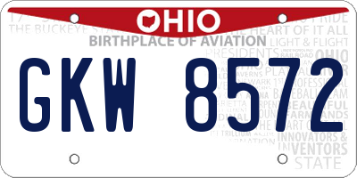 OH license plate GKW8572