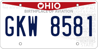 OH license plate GKW8581