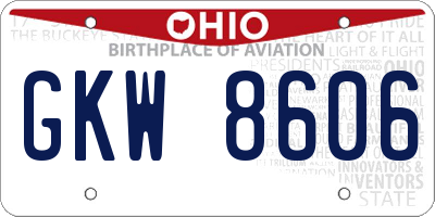 OH license plate GKW8606