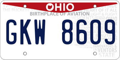 OH license plate GKW8609