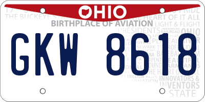 OH license plate GKW8618
