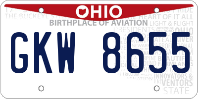 OH license plate GKW8655