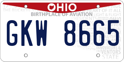 OH license plate GKW8665
