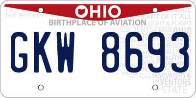 OH license plate GKW8693