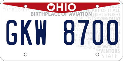 OH license plate GKW8700