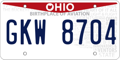OH license plate GKW8704