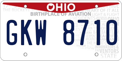 OH license plate GKW8710