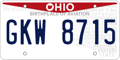 OH license plate GKW8715