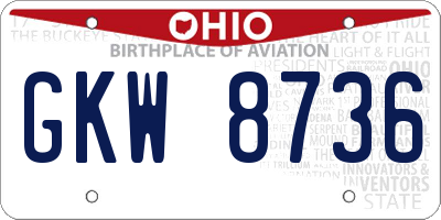 OH license plate GKW8736