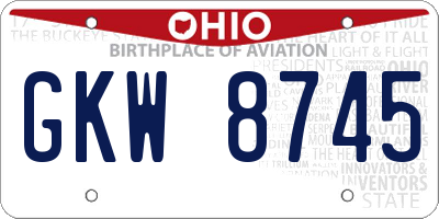 OH license plate GKW8745