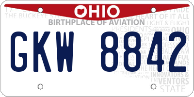 OH license plate GKW8842