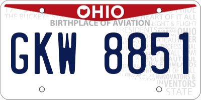 OH license plate GKW8851