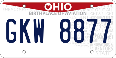 OH license plate GKW8877